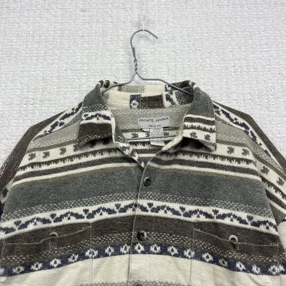 VTG Private member Heavy Button-Down Over Shirt L Aztec Southwest Pattern Retro - Picture 2 of 16